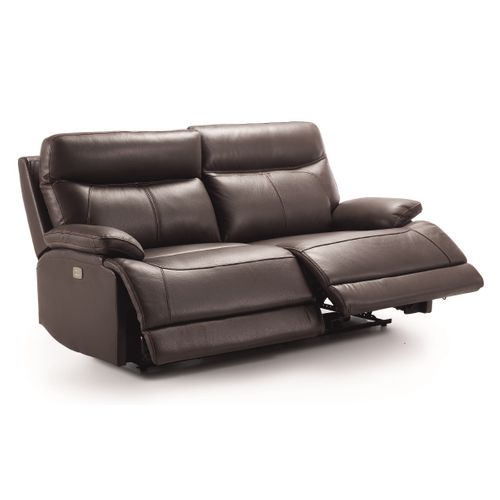 Canapé De 3 Places (2 Relax Électriques) En Cuir/pvc Couleur Marron - L. 194 X P. 97 X H. 99 Cm