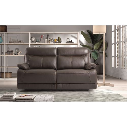 Canapé De 3 Places (2 Relax Électriques) En Cuir/pvc Couleur Marron - L. 194 X P. 97 X H. 99 Cm