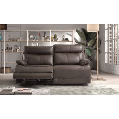 Canapé De 3 Places (2 Relax Électriques) En Cuir/pvc Couleur Marron - L. 194 X P. 97 X H. 99 Cm