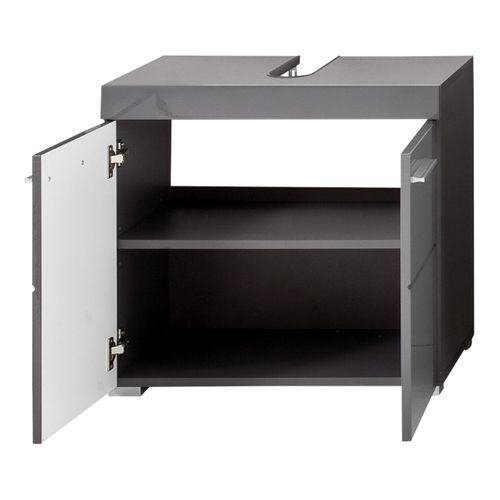 Meuble De Salle De Bain Sous Vasque Gris Anthracite Mat Et Gris Anthracite Brillant - 60x34x56