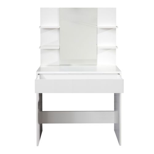Coiffeuse, Table De Maquillage Avec Miroir Coloris Blanc Mat - L. 85 X H. 141 X P. 40 Cm
