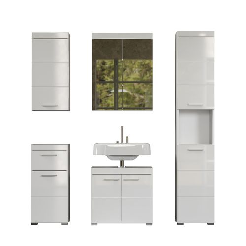 Ensemble De Salle De Bain  Coloris Blanc Mat, Blanc Brillant