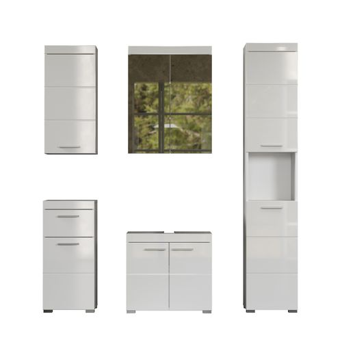 Ensemble De Salle De Bain  Coloris Blanc Mat, Blanc Brillant