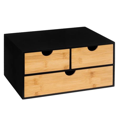 Organiseur De Rangement De Bureau Avec 3 Tiroirs Coloris Naturel, Noir