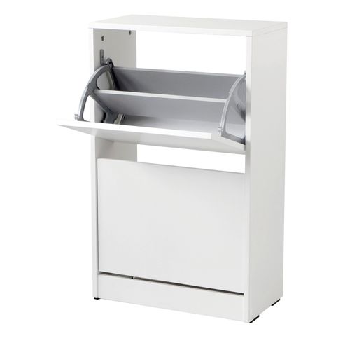 Armoire à Chaussures, Meuble à Chaussures Avec 2 Portes Abattantes Coloris Blanc