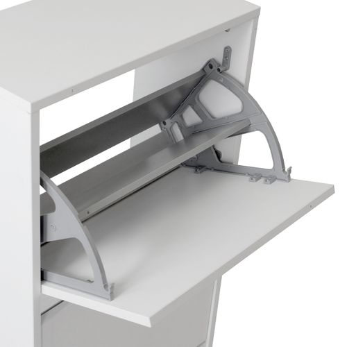 Armoire à Chaussures, Meuble à Chaussures Avec 2 Portes Abattantes Coloris Blanc