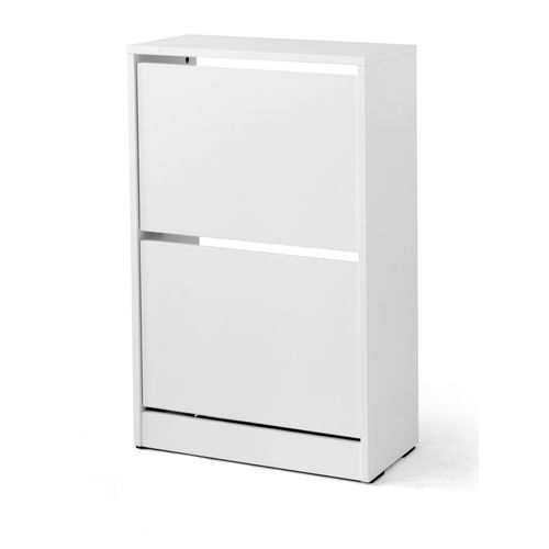Armoire à Chaussures, Meuble à Chaussures Avec 2 Portes Abattantes Coloris Blanc