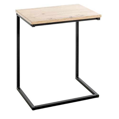 Table D'appoint En Bois Coloris Chêne Clair Et Métal Coloris Noir - L. 40 X P. 30 X H. 50 Cm