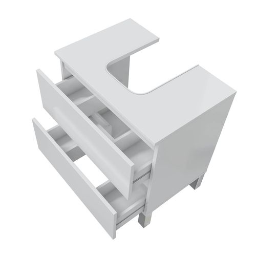 Meuble De Salle De Bain Sous Évier 60 Cm Avec 2 Tiroirs Coloris Blanc