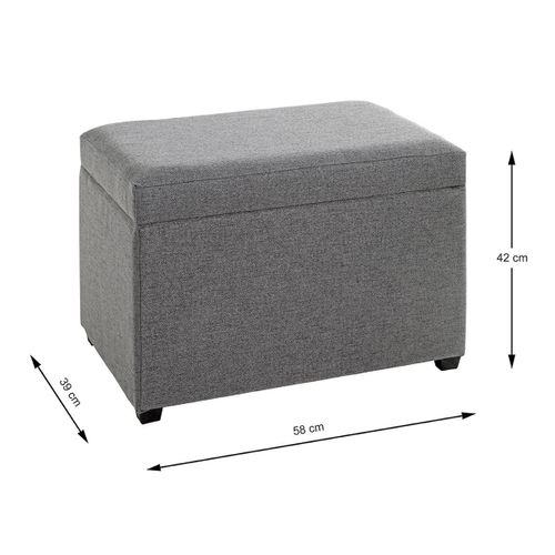 Coffre De Rangement En Tissu Coloris Gris Anthracite Et Bois - L. 58 X P. 39 X H. 42 Cm