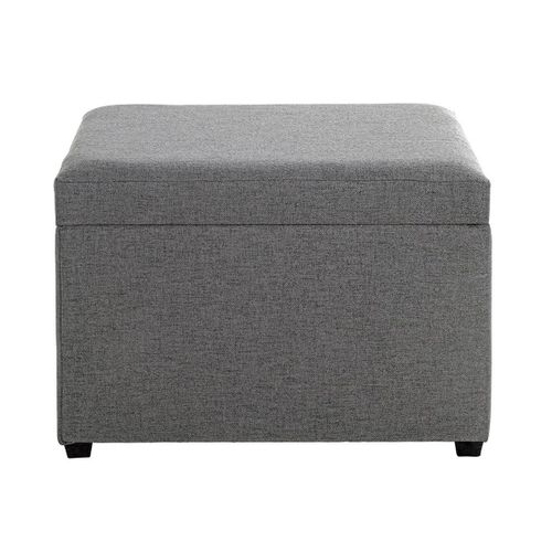 Coffre De Rangement En Tissu Coloris Gris Anthracite Et Bois - L. 58 X P. 39 X H. 42 Cm
