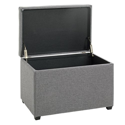 Coffre De Rangement En Tissu Coloris Gris Anthracite Et Bois - L. 58 X P. 39 X H. 42 Cm