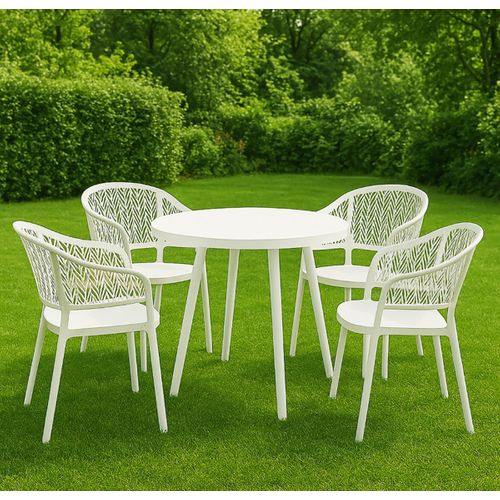 Lot De 4 Chaises De Jardin Empilables En Résine Coloris Blanc - L. 59 X P. 56 X H. 79 Cm