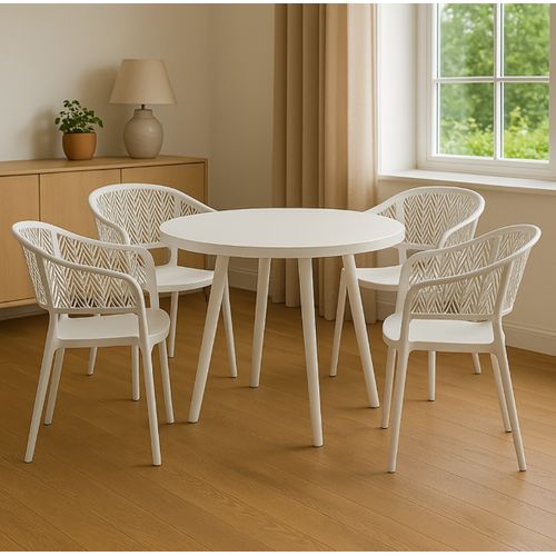 Lot De 4 Chaises De Jardin Empilables En Résine Coloris Blanc - L. 59 X P. 56 X H. 79 Cm