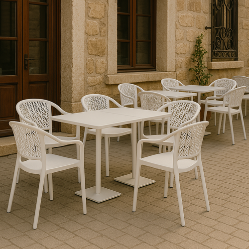 Lot De 4 Chaises De Jardin Empilables En Résine Coloris Blanc - L. 59 X P. 56 X H. 79 Cm