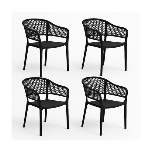 Lot De 4 Chaises De Jardin Empilables En Résine Coloris anthracite - L. 59 X P. 56 X H. 79 Cm