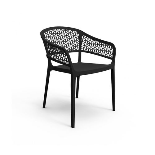 Lot De 6 Chaises De Jardin Empilables En Résine Coloris anthracite - L. 59 X P. 56 X H. 79 Cm