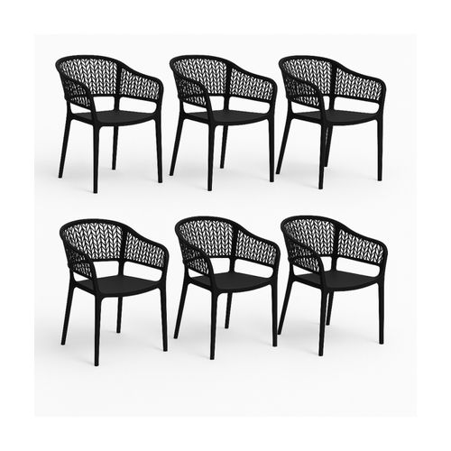 Lot De 6 Chaises De Jardin Empilables En Résine Coloris anthracite - L. 59 X P. 56 X H. 79 Cm