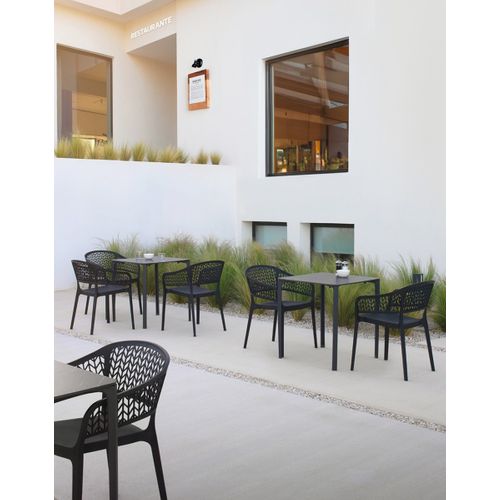 Lot De 6 Chaises De Jardin Empilables En Résine Coloris anthracite - L. 59 X P. 56 X H. 79 Cm