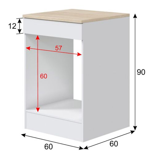 Meuble Bas De Cuisine Avec Plan De Travail Pour Four Coloris Blanc Brillant /chêne Canadien