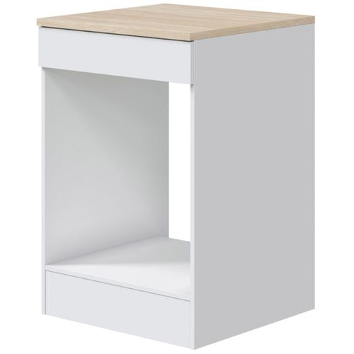 Meuble Bas De Cuisine Avec Plan De Travail Pour Four Coloris Blanc Brillant /chêne Canadien