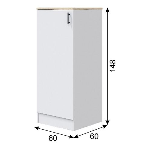 Colonne Armoire De Cuisine Avec 1 Porte Coloris Blanc Brillant/chêne Canadien