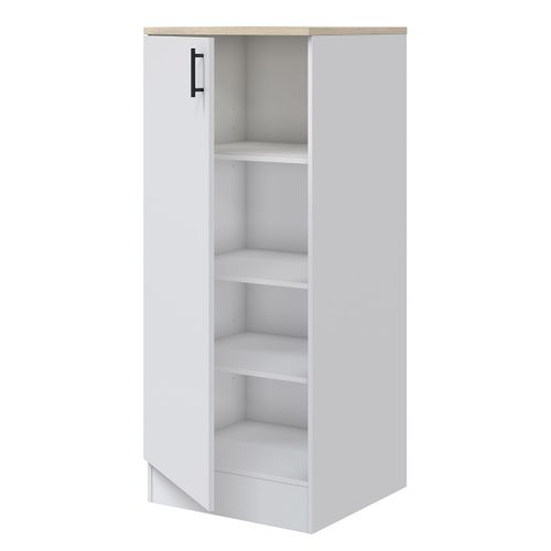 Colonne Armoire De Cuisine Avec 1 Porte Coloris Blanc Brillant/chêne Canadien