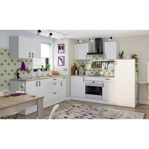 Colonne Armoire De Cuisine Avec 1 Porte Coloris Blanc Brillant/chêne Canadien