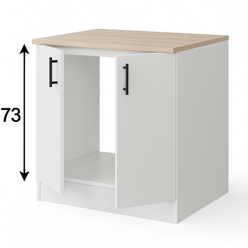 Ensemble De Cuisine Composé De 3 Éléments Coloris Blanc Brillant/chêne Canadien