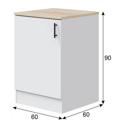 Ensemble De Cuisine Composé De 3 Modules Coloris Blanc Brillant/chêne Canadien