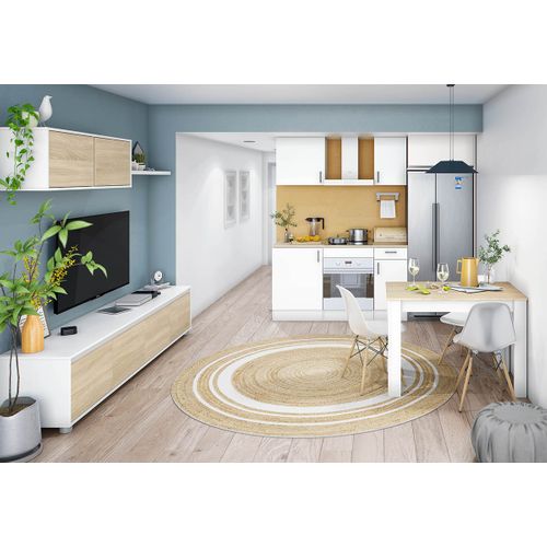 Meuble à Suspendre, Meuble Haut De Cuisine Mural Avec 1 Porte Coloris Blanc Brillant