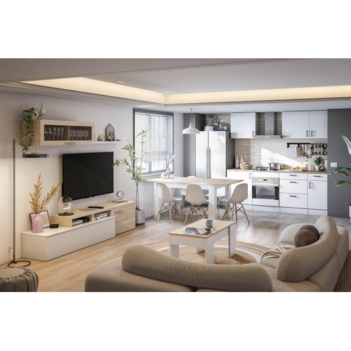 Meuble à Suspendre, Meuble Haut Pour Cuisine Avec 1 Porte Coloris Blanc Brillant