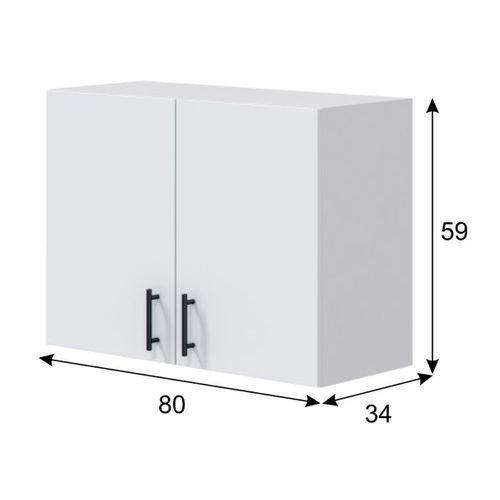 Meuble à Suspendre, Meuble Haut Pour Cuisine Avec 2 Portes Coloris Blanc Brillant
