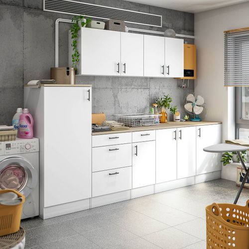 Meuble à Suspendre, Meuble Haut Pour Cuisine Avec 2 Portes Coloris Blanc Brillant