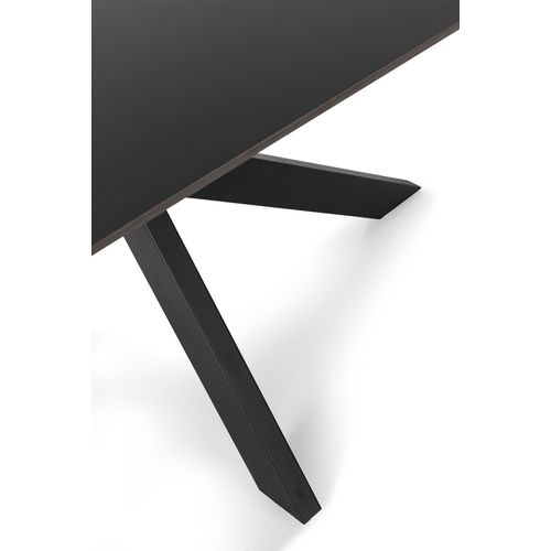 Table à Manger, Table De Repas Rectangulaire En Céramique Coloris Noir,  Pieds En Métal Noir