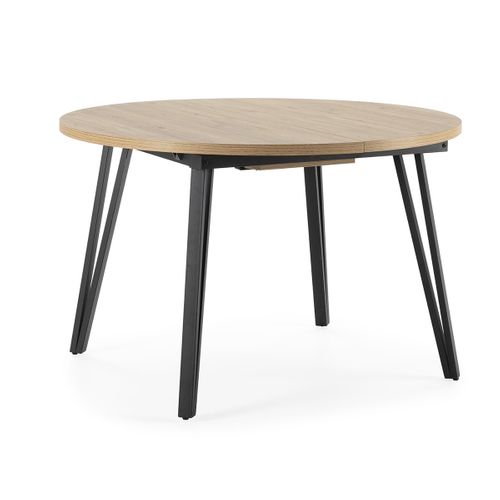 Table à Manger Table De Repas Extensible Ronde Aspect Bois Coloris Naturel Avec Pieds En Métal