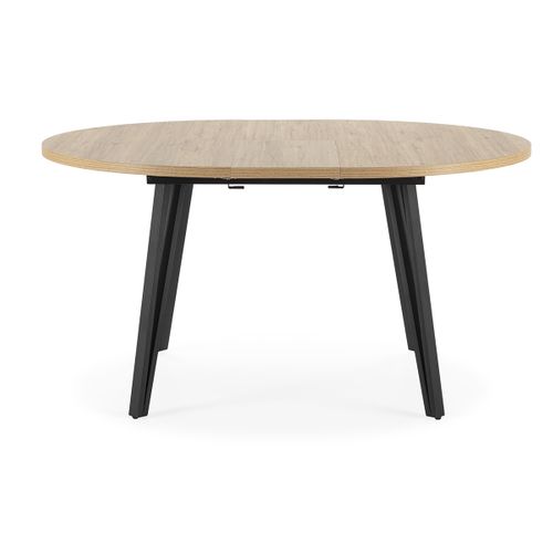 Table à Manger Table De Repas Extensible Ronde Aspect Bois Coloris Naturel Avec Pieds En Métal