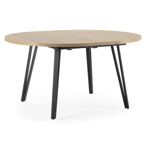 Table à Manger Table De Repas Extensible Ronde Aspect Bois Coloris Naturel Avec Pieds En Métal