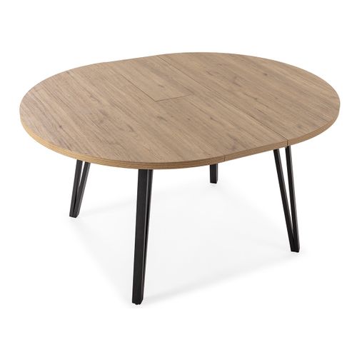 Table à Manger Table De Repas Extensible Ronde Aspect Bois Coloris Naturel Avec Pieds En Métal