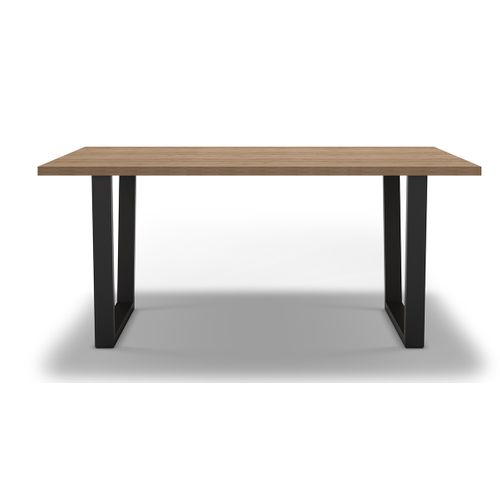 Table à Manger, Table De Repas Rectangulaire Aspect Bois Coloris Naturel, Pieds En Métal Noir