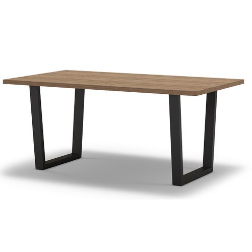 Table à Manger, Table De Repas Rectangulaire Aspect Bois Coloris Naturel, Pieds En Métal Noir