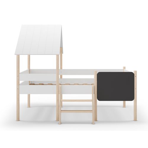 Lit Cabane Pour Enfant En Bois Coloris Blanc, Couchage 90 X 190 Cm - L. 203 X P. 123 X H. 164 Cm