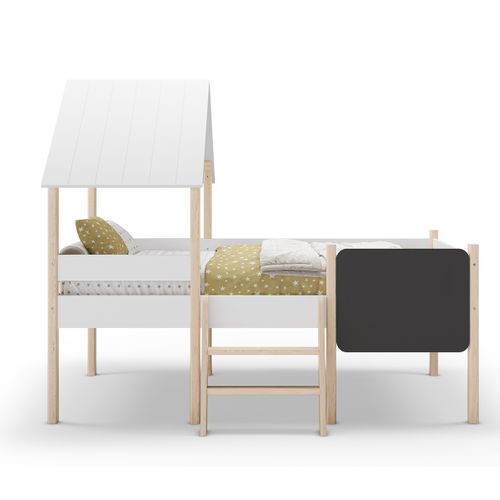 Lit Cabane Pour Enfant En Bois Coloris Blanc, Couchage 90 X 190 Cm - L. 203 X P. 123 X H. 164 Cm