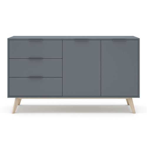 Buffet, Commode Rectangulaire Avec 2 Portes Et 3 Tiroirs Aspect Bois Coloris Vert Kaki