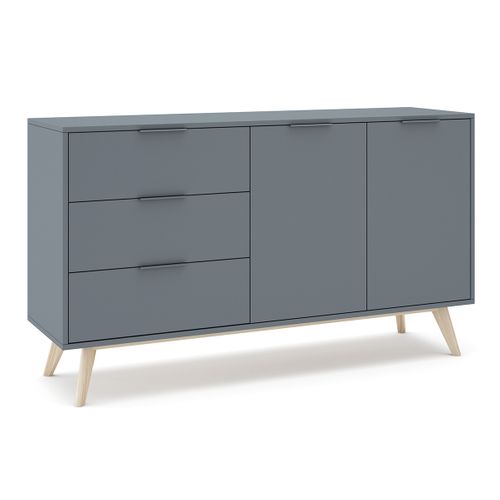 Buffet, Commode Rectangulaire Avec 2 Portes Et 3 Tiroirs Aspect Bois Coloris Vert Kaki