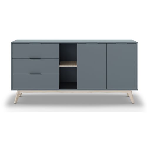 Buffet, Commode Rectangulaire Avec 2 Portes Et 3 Tiroirs Aspect Bois Coloris Vert Kaki