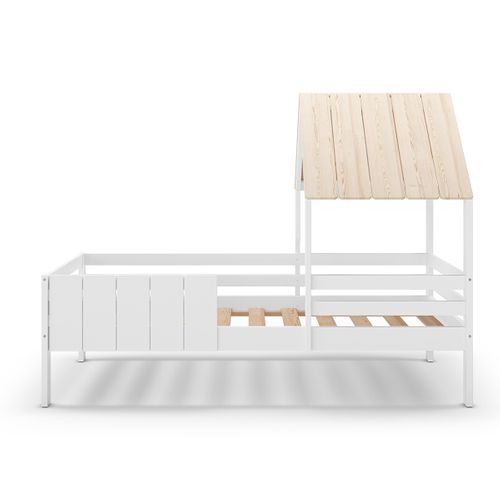 Lit Cabane Pour Enfant Coloris Blanc, Couchage 90 X 190 Cm - L. 201 X P. 114 X H. 151 Cm