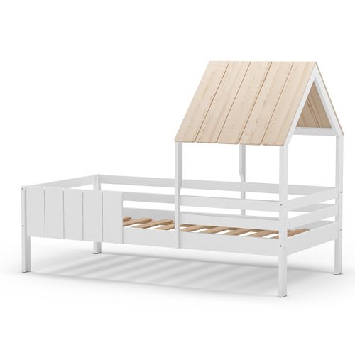 Lit Cabane Pour Enfant Coloris Blanc, Couchage 90 X 190 Cm - L. 201 X P. 114 X H. 151 Cm