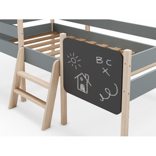 Lit Cabane Pour Enfant En Bois Coloris Blanc Ciré Et Vert Kaki, Couchage 90 X 190 Cm