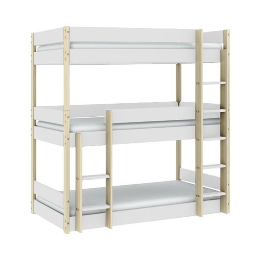 Lit Superposé Enfant Coloris Blanc, Couchage 90 X 190 Cm - L. 200 X P. 107 X H. 197 Cm